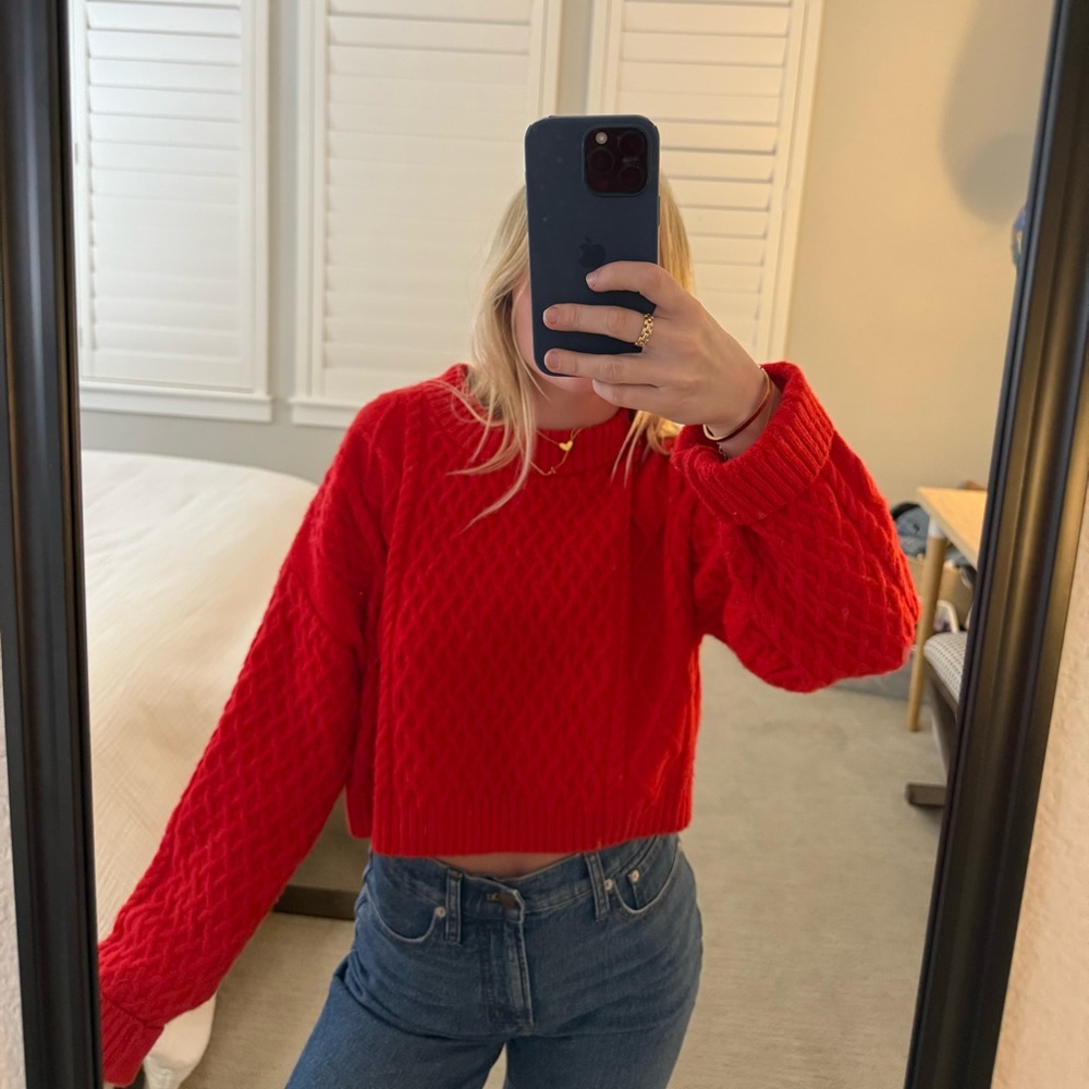 H&M Red Cable Knit Sweater